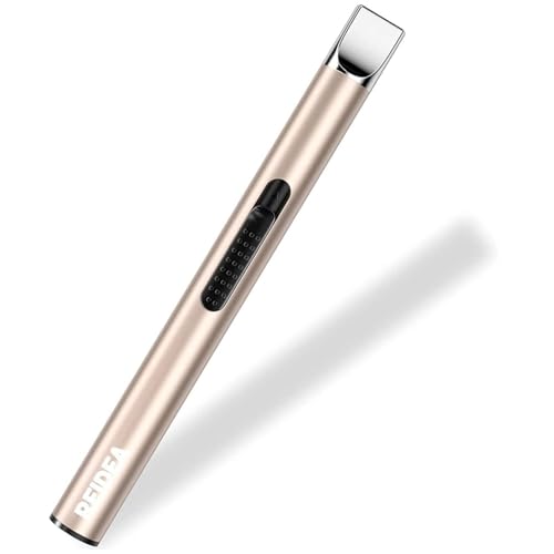 REIDEA (レイディア) Electronic Candle Lighter Arc Windproof Flameless USB Rechargeable Lighter with Safety Button for Home Kitchen Champagne Gold S4