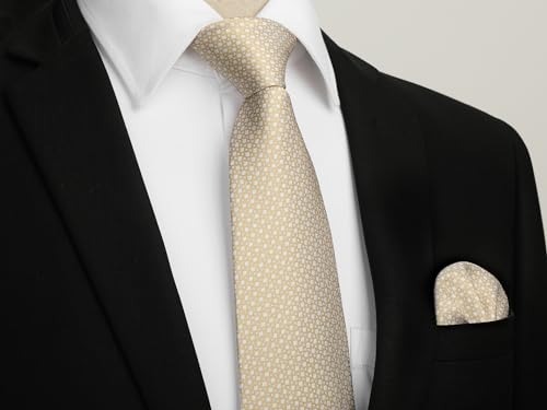 Image of HISDERN Polka Dot Ties for Men Classic Silk Ties and Pocket Square Formal Business Necktie Handkerchief Wedding Party
