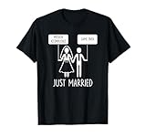 Just Married Game Over Bride Groom Line Art Minimal Men Gift T-Shirt