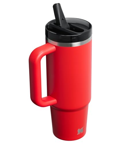 Image of STANLEY Quencher ProTour Flip Straw Tumbler with Leakproof Lid 30 oz | Built-In Straw & Handle | Cupholder Compatible for Travel | Insulated Stainless Steel Cup | BPA-Free | Chili Black