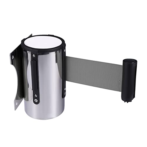 KICHOUSE 1pc Caution Orange Warning Tape Retractable Belt Barrier Safety Warning Barriers Crowd Control Barriers Do Not Cross Tape Retractable Queue Stand Retractable Queue Barrier Grey