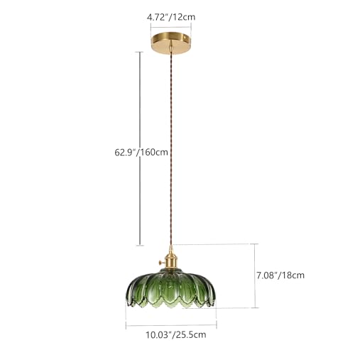 Shingjiao 6202203-1A Glass Pendant Lights Kitchen Island, Vintage Pendant Light Fixtures Green Dining Room Light Fixtures Over Table thumb #7