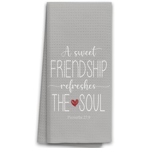 TNUW A Sweet Friendship Refreshes the Soul Kitchen Towels 16X24In, Gift for Friend Woman Dish Towels, Christian Gifts for Women Men, Friendship Gifts Hand Tea Towels for Kitchen Bathroom Decor(Gray)