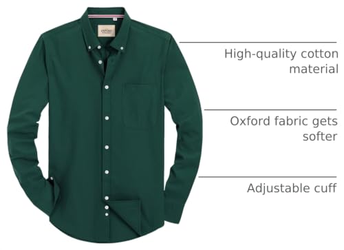 Image of Alimens & Gentle Mens Solid Oxford Shirt Long Sleeve Dress Shirt Work Casual Button Down Shirts with Pocket