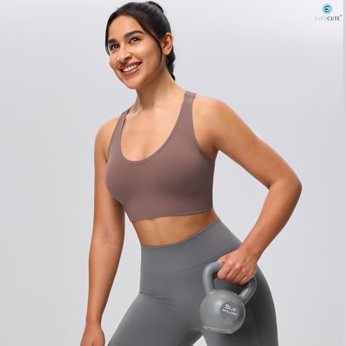 Image of Evercute Sports Bras for Women Padded Medium Support Criss Cross Strappy Bra Seamless High Impact Yoga Exercise Athletic Bras