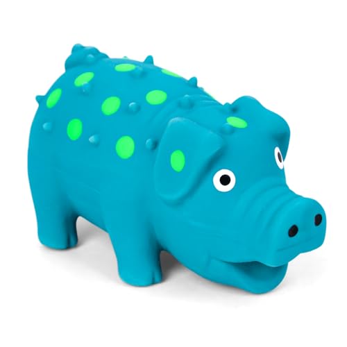 POPLAY Squeaky Latex Grunting Pig Dog Toy, 4 Inch Small Blue Prank Gifts Puppy Chew Toys Rubber Squeeze Gift for Dogs