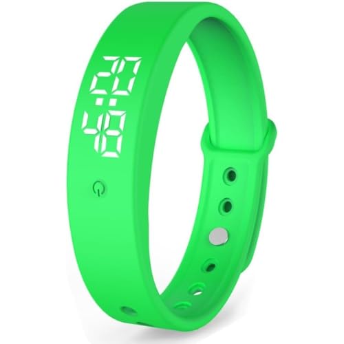 「FLYKING」スポーツウォッチ スマートウ 防水 多機能 LED表示 歩数計 ストップウォッチ 振動アラーム 目覚まし 運動時計 静音アラーム 温度測定 充電式 シリコンストラップ 男女兼用 学生 オフィス アウトドア用 健康管理 (グリーン)