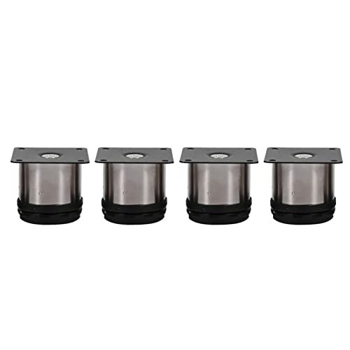 Lylithuif 4 Piezas de Acero Inoxidable con Altura Ajustable, Patas de gabinete, Soporte Redondo, 60 x 60 mm, para Muebles, sofá, gabinete, Oficina, hogar, Acero Inoxidable 304 Duradero