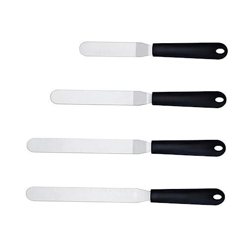 OFFSCH Kitchen Supplies 4pcs Plastic Handle Trowel Stainless Steel Scrapers Versatile for Cake Baking Frosting