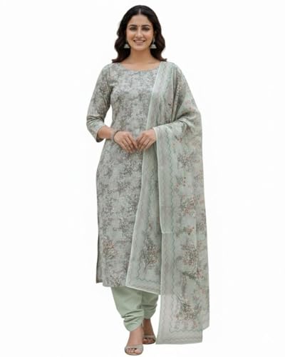 Image of KTI Women Floral Printed Cotton Suit for Women Unstitched - 2.5m Ethnic Salwar Suit Dress Material