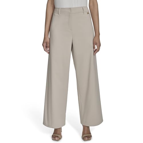 H HALSTON Women's Straight Leg Compression Cotton Office Workwear Pant