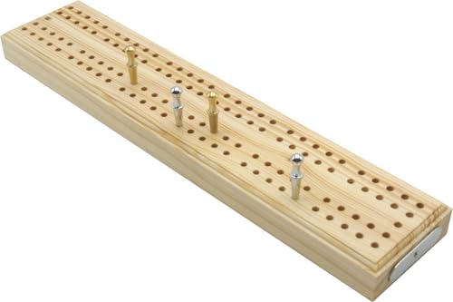 British Made Wooden Cribbage Board with Peg Storage - 24cm (9) Supplied with 4 Metal Pegs
