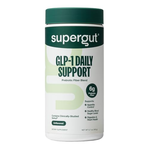 Supergut GLP1 Daily Support - High Fiber GLP-1 Supplement Powder for Women & Men - Sugar-Free Drink Mix for Gut Health (20 Servings)