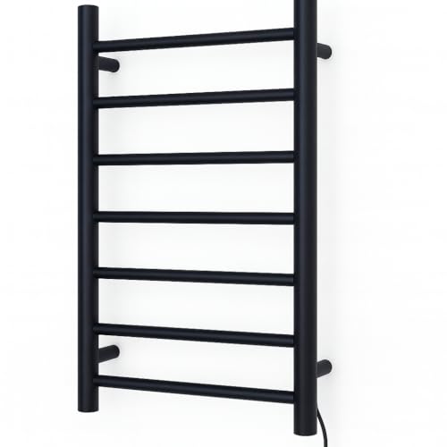 Image of HIVA Heated Towel Rail | 800x500 mm | 7 Heating Bars | Stainless Steel Wall-Mounted Electric Warmer | Fast Heating, Rust-Resistant | for Bathroom & Home | 3-Year Warranty