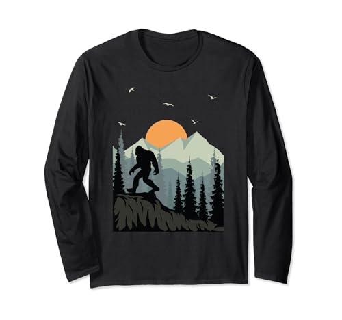 Mountain Adventure Landscape Sunset Wild Animal Bigfoot Maglia a Manica