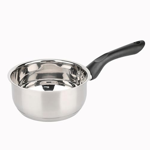 BAUMALU - Casserole Primo - Acier Inoxydable - Tous Feux dont Induction - Triple Fond Diffuseur, Répartition Homogène de la Chaleur - Manche Fixe en Bakélite - Ø14cm