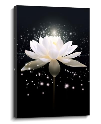 Arte de parede Zen Lotus Wall Decor Black Painitng Canvas ...
