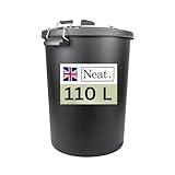 NeatPlastics Dustbin 110 L, Large Dustbin for Garden with Heavy-Duty Weather Resistant and Food Grade Material, Trash Can Garbage Bin With 2 Clip Locking Lid for Indoor & Outdoor Waste, Pack of 1