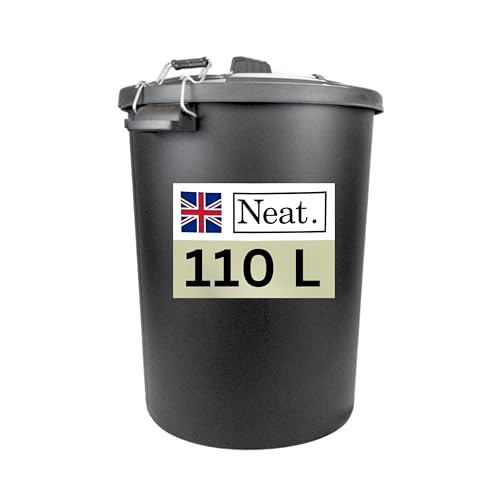 NeatPlastics Dustbin 110 L Large Dustbin for Garden with Heavy-Duty Weather Resistant and Food Grade Material Trash Can Garbage Bin With 2 Clip Locking Lid for Indoor & Outdoor Waste Pack of 1