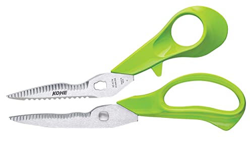 Image of KOHE 5 in 1 Multi - Purpose Stainless Steel Detachable Kitchen Scissors with 1 Standard Non Serrated Classic Kitchen Knife | Kitchen Knife Set