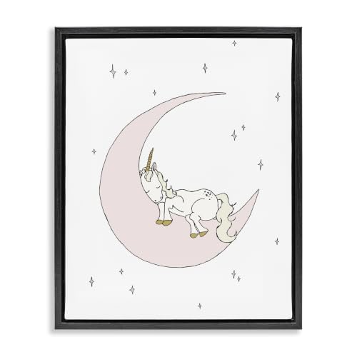 Sleeping Unicorn Moon and Stars, 16 x 20 Inch Canvas in Floater Frame
