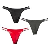 CELESTIX Herren-Tanga aus Baumwolle, sexy, niedrige Taille, T-Rücken für Sport, Schwarz/Grau/Rot (Größe L)