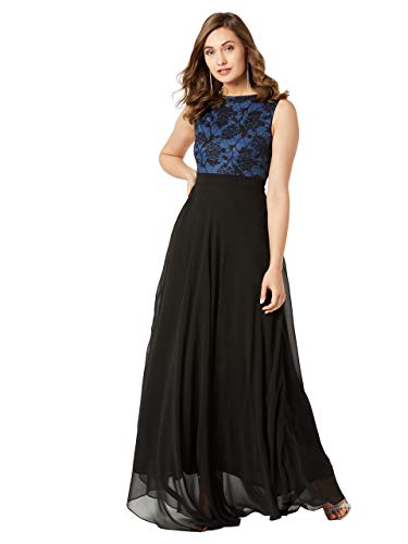 Image of Miss Chase Women's Brick Red & Dusty Green Boat Neck Sleeveless Self Design Lace Overlaid Regular Dress