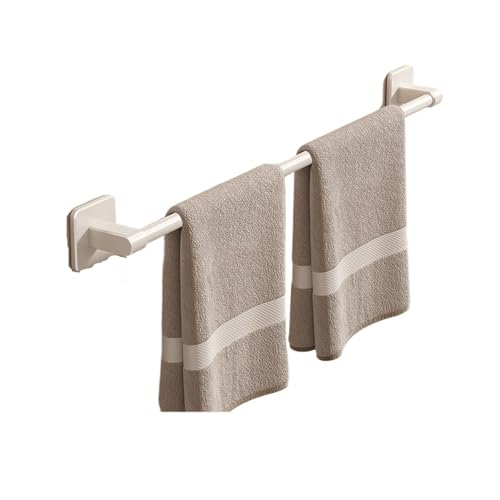 Support mural porte-serviettes auto-adhésif blanc 70cm pour douche - 2