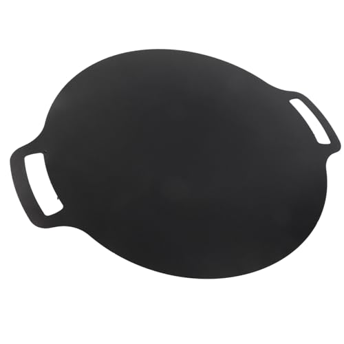 Ghzste - Sartén de parrilla coreana antiadherente redonda para barbacoa, placa de parrilla de piedra Maifan antiadherente resistente a altas temperaturas para acampar al aire libre (38 cm)