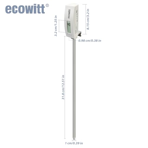 Image of ECOWITT WN34BS Soil Temperature Sensor, Waterproof Soil Tester Digital with LCD Display, 11.8 inch Temperature Probe Sensor for Garden, Farm, Lawn, Indoor and Outdoor Use