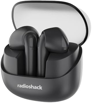 RadioShack Live Sound Wireless Bluetooth Earbuds with Noise Cancellation, IPX5 Waterproof Black