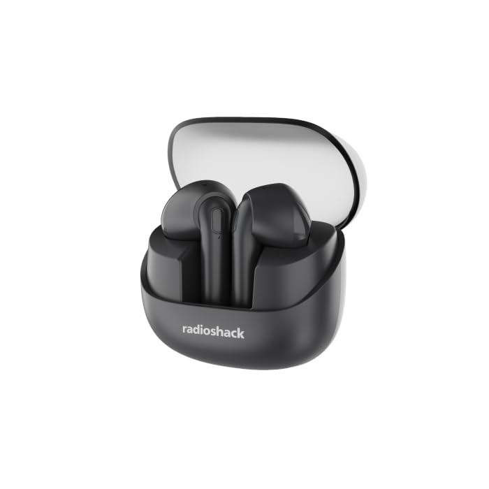 RadioShack Live Sound Wireless Bluetooth Earbuds with Noise Cancellation, IPX5 Waterproof (Black)