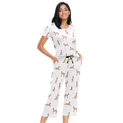 vvfelixl Pajama Sets for Women Funny Squirrels Nut Black Womens Pajama Sets Short Sleeve Pj Sets 2 Piece S4