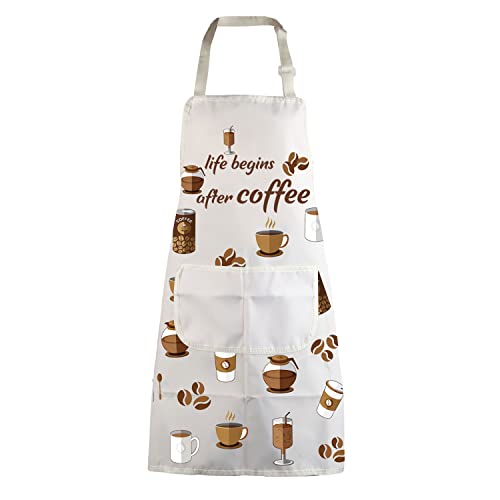 MBMSO Life Begins after Coffee Apron - Coffee Drinker Gift, Barista Gift, Kitchen Apron
