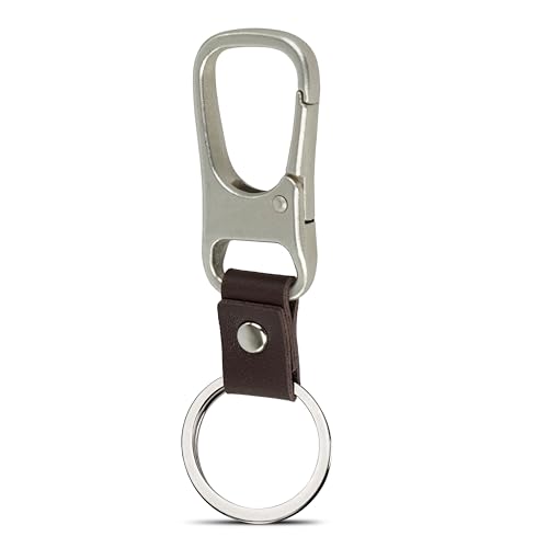 Image of Storite Premium Metal Carabiner Keychain with Leather Strap - Heavy Duty Clip Hook Key Holder with Key Ring for Car, Bike & House Keys, Belt Loop Organizer for Men & Women (Modern)