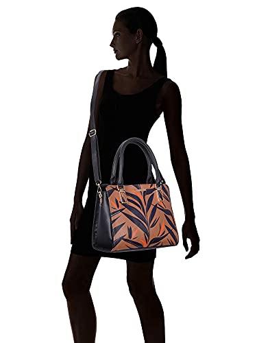 Image of LAPIS O LUPO Women Fashion Leaf Print Design Handbags Synthetic Leather Top Handle Satchel Purse With Sling