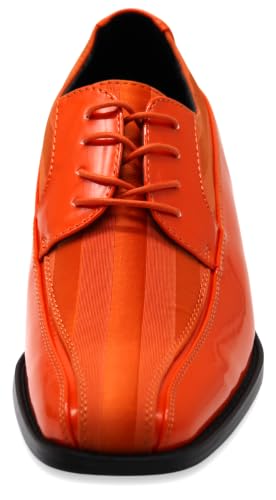 Image of BMY Men's Striped Satin Matching Patent Upper Oxfords Formal Dress Shoes