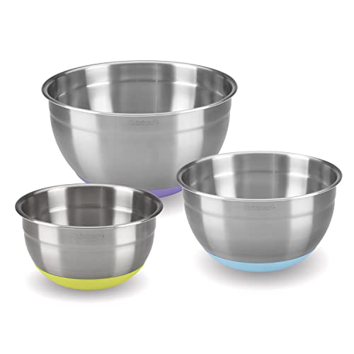 Image of Cuisinart 3-Piece Stainless Steel Mixing Bowls with Nonslip Base, 1.5qt, 3qt & 5qt (Pack of 4)