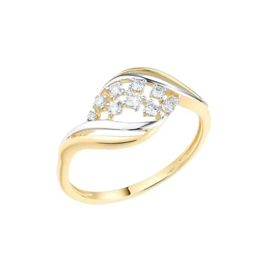 14K Two-Tone Gold Finish Round Cut White Diamond Wedding Band Minimalist Ring for Women's