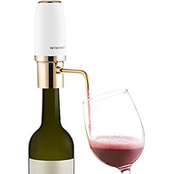 Dosificador De Alcohol Automatico WIWONEY Aireador y vertedor eléctrico de vino, Decantadores automático inteligente, dosificador recargable con cable Micro USB Blanco