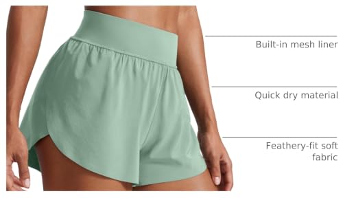 Image of CRZ YOGA High Waisted Split Running Shorts 3 inch | Mesh Liner, Quick Dry, Lightweight, for Women