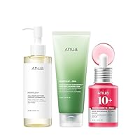 Anua 3-Step Glass Skin Beginner Set, Double Cleansing with Facial Serum, Oil Cleanser & Face Wash with Heartleaf, Daily Routine with Niacinamide, Korean Skincare Set