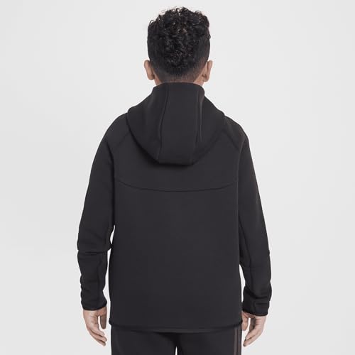 Nike Sportswear Tech Fleece Big Kids' Full-Zip Hoodie (Extended Size) (HV6166-010, Black/Black/Black/Black)2