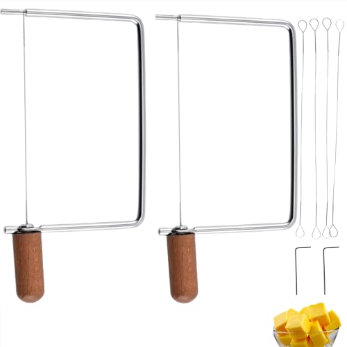Cheese Slicer Accessories Cheese Cutter Stainless Steel Components - Great for Making Giftable Cheese Cutting Boards with This Cheese Slicer Kit (Wood handle, 2)