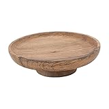 Bloomingville Round Natural Mango Wood Footed Cake Stand Bowl