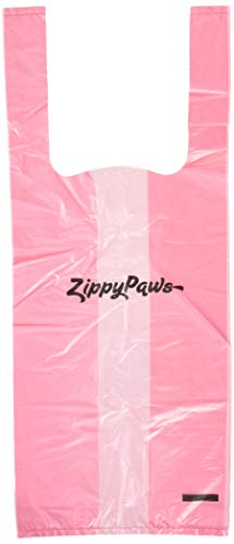 ZippyPaws - Dog Poop Pick-Up Bags, Pop-Up Dispensing Box, Large Strong Waste Bags with Easy-Tie Handles, Measures 14.5 Inch by 5.5 Inch - Pink, 160 Count