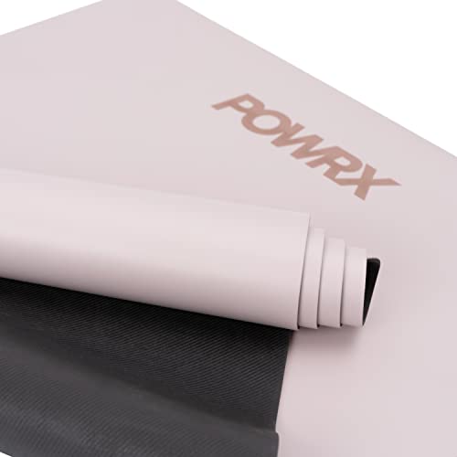 POWRX Yoga Matte Naturkautschuk PU Pink mit ökologischer Canvas...
