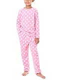 Hawiton Pijama para niñas Invierno,Pijama a diseño Estrella de Franela,Calentar Camiseta de Manga Larga y pantalón Largo con Bolsillos Ropa de Dormir Dos Piezas,6-14 años