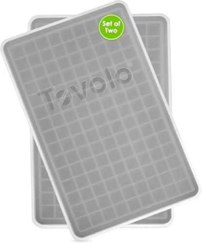 Image of Tovolo Mini Ice Cube Tray with Lid Set of 2 Tiny Ice Maker for Freezer, Silicone Mini Ice Cube Tray Small Square Nugget Ice Makes 135 Tiny Cubes BPA Free Stackable Dishwasher Safe Charcoal Gray Trays