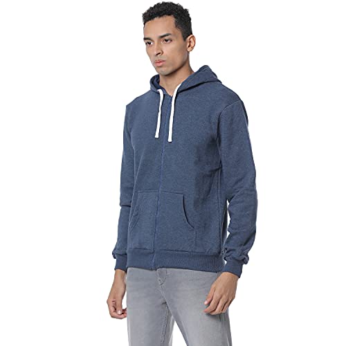 Image of CAHOOT Men's Zip-Front Hoodie with Contrast Drawstring for Casual Wear | Long Sleeve | Hooded Neck | Zipper Closure | Cotton Sweatshirt Crafted with Comfort Fit for Everyday Wear
